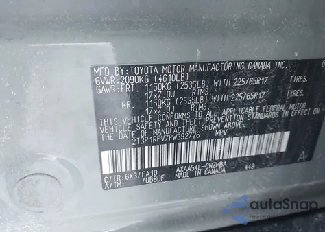 2023 Toyota Rav4 Xle z USA, uszkodzony, nr VIN 2T3P1RFV7PW392726